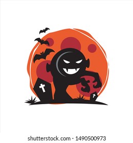 Halloween Moon Shadow Face Vector