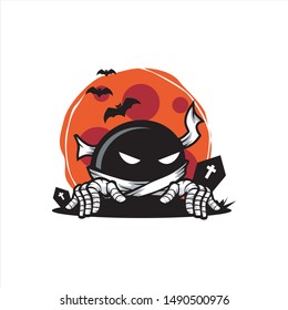 Halloween Moon Shadow Face Vector