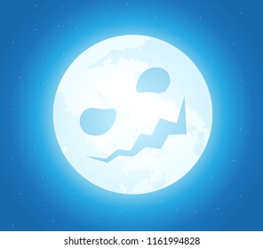 The Halloween Moon smirk. Isolated Vector Illustration