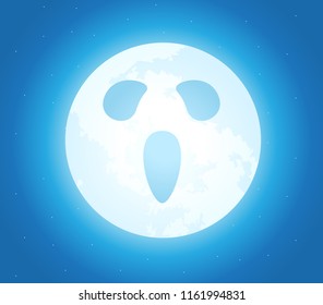 The Halloween Moon with spooky face