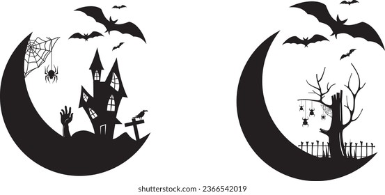 Halloween Moon Svg, Happy Halloween