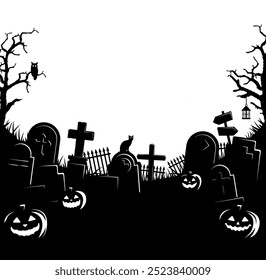 Halloween motif graveyard vector illustration