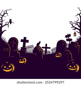 Halloween motif graveyard vector illustration