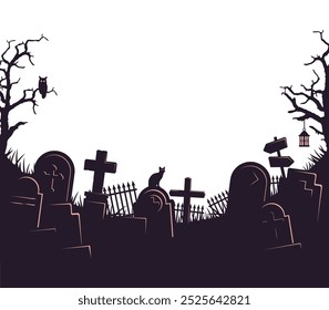 Halloween motif graveyard vector illustration