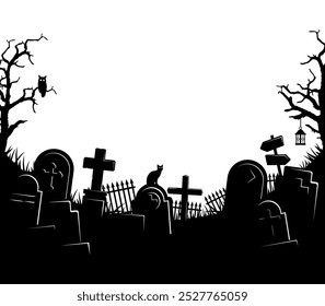 Halloween motif graveyard vector illustration