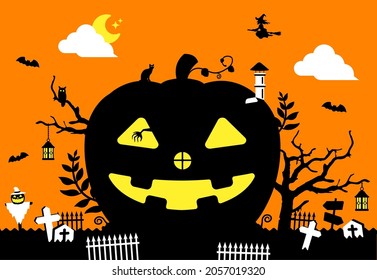 Halloween motif pumpkin house illustration