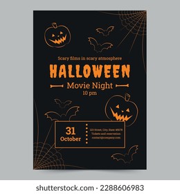 Halloween Movie Cinema Flyer Template. A clean, modern, and high-quality design of Flyer vector design. Editable and customize template flyer