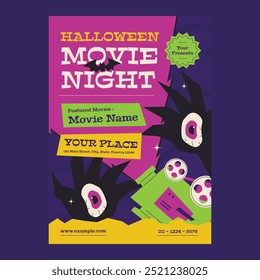 Noche de películas de Halloween Flyer de redes sociales