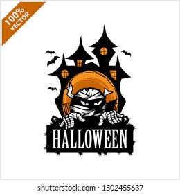 Halloween Mummy Castle Vector Logo