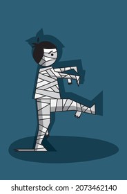 Halloween mummy character dressed up in bandages.