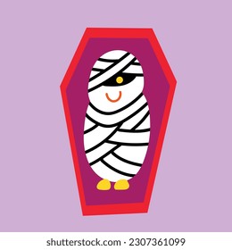 Halloween Mummy Coffin Vector Icon Art