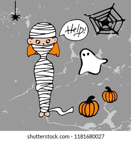 halloween mummy with decor