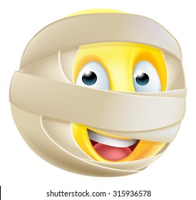 A Halloween mummy emoticon emoji character in bandages