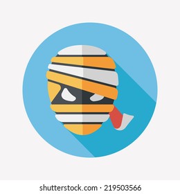 Halloween mummy flat icon with long shadow,eps10