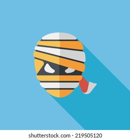 Halloween mummy flat icon with long shadow,eps10