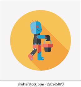 Halloween mummy flat icon with long shadow,eps10