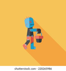 Halloween mummy flat icon with long shadow,eps10