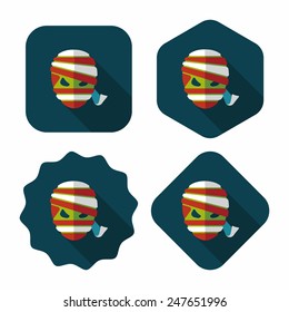 Halloween mummy flat icon with long shadow,eps10