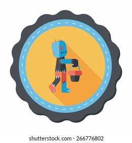 Halloween mummy flat icon with long shadow,eps10