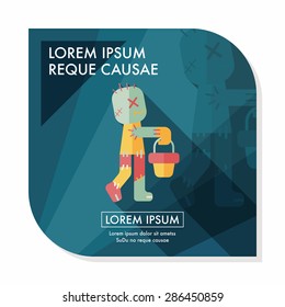 Halloween mummy flat icon with long shadow,eps10