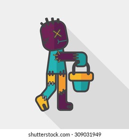 Halloween mummy flat icon with long shadow,eps10