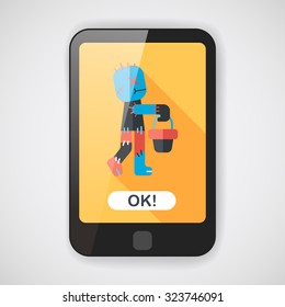Halloween mummy flat icon with long shadow,eps10