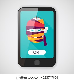 Halloween mummy flat icon with long shadow,eps10