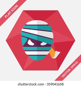 Halloween mummy flat icon with long shadow,eps10