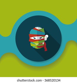 Halloween mummy flat icon with long shadow,eps10