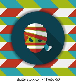 Halloween mummy flat icon with long shadow,eps10