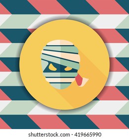 Halloween mummy flat icon with long shadow,eps10