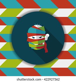 Halloween mummy flat icon with long shadow,eps10