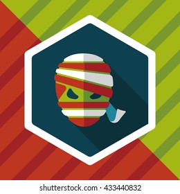 Halloween mummy flat icon with long shadow,eps10