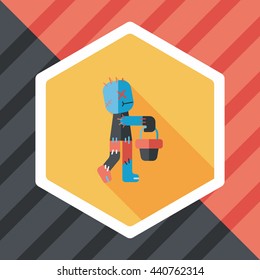 Halloween mummy flat icon with long shadow,eps10