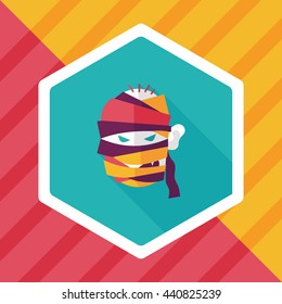 Halloween mummy flat icon with long shadow,eps10