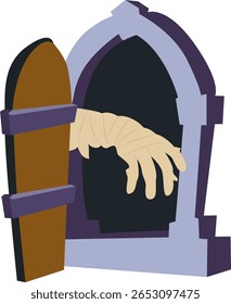 Halloween, Mummy Hand Emerging Grave Tombstone Halloween