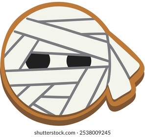 Galleta de pan de jengibre de dibujos animados de cabeza de momia de Halloween