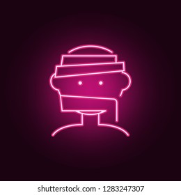 Halloween mummy head icon. Elements of Halloween in neon style icons. Simple icon for websites, web design, mobile app, info graphics
