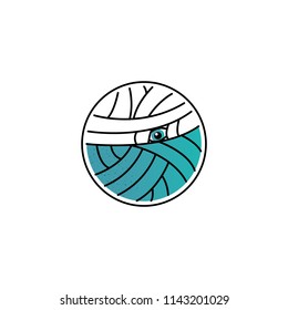 Halloween mummy icon in flat line style. Vector illustration