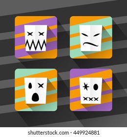 halloween mummy  icons vector set.
