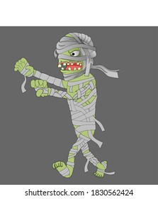 Halloween Mummy illustration in green color scary