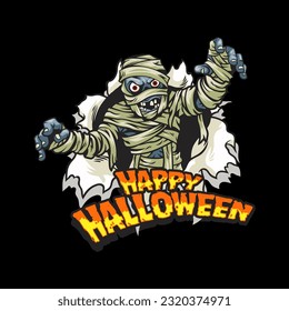 halloween and mummy live logo, vector logo icon