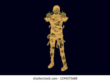 Halloween mummy monster costume vector illustration