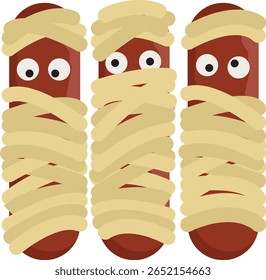 halloween mummy sausages, Halloween food, Funny sausage mummies.