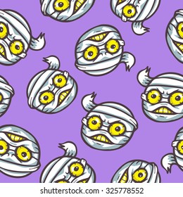 Halloween mummy seamless pattern background