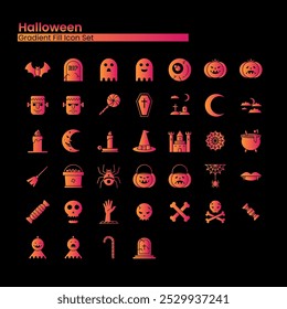 Halloween, mystery, spooky, horror and Scary Gradient Fill Icon Set