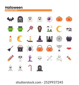 Halloween, mystery, spooky, horror and Scary Flat Icon Set