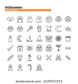 Halloween, mystery, spooky, horror and Scary Line Icon Set