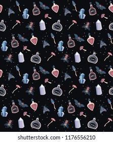 Halloween mystical seamless pattern. Editable vector illustration