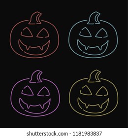 Halloween neon pumpkin color black background
